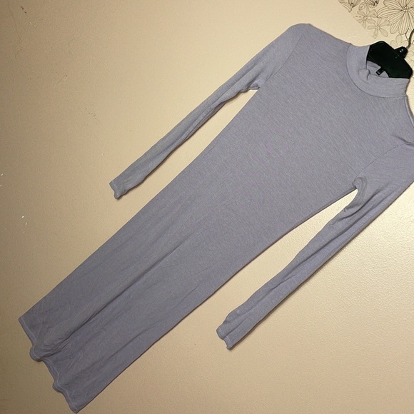 Enza Costa Mock Neck Rib Silk Midi in Lilac - Picture 3 of 5